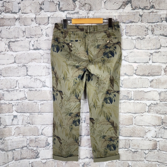 Tommy Bahama Don't Leaf Me Now Boracay Slim Boyfriend Pants Olive Size 4 - Picture 10 of 16